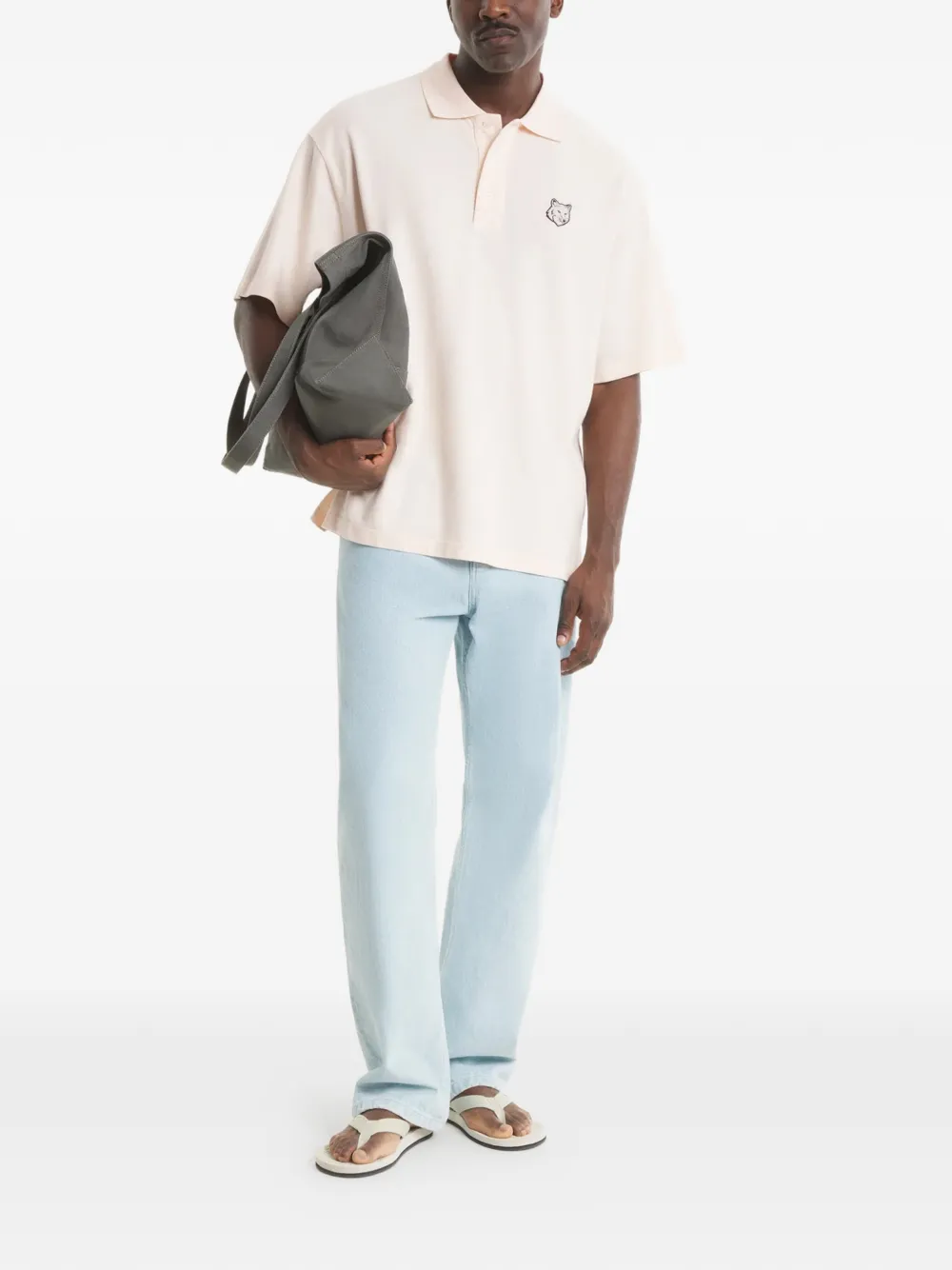 Maison Kitsuné Poloshirt met borduurwerk Beige