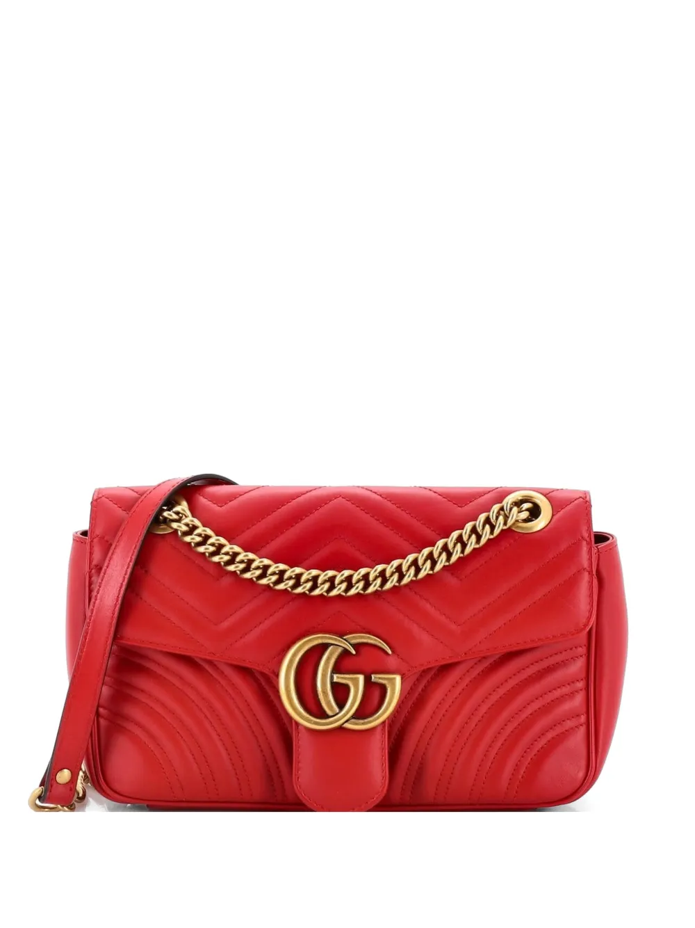 Gucci Pre-Owned GG Marmont Flap Bag Matelasse Leather Small crossbody bag - Rosso