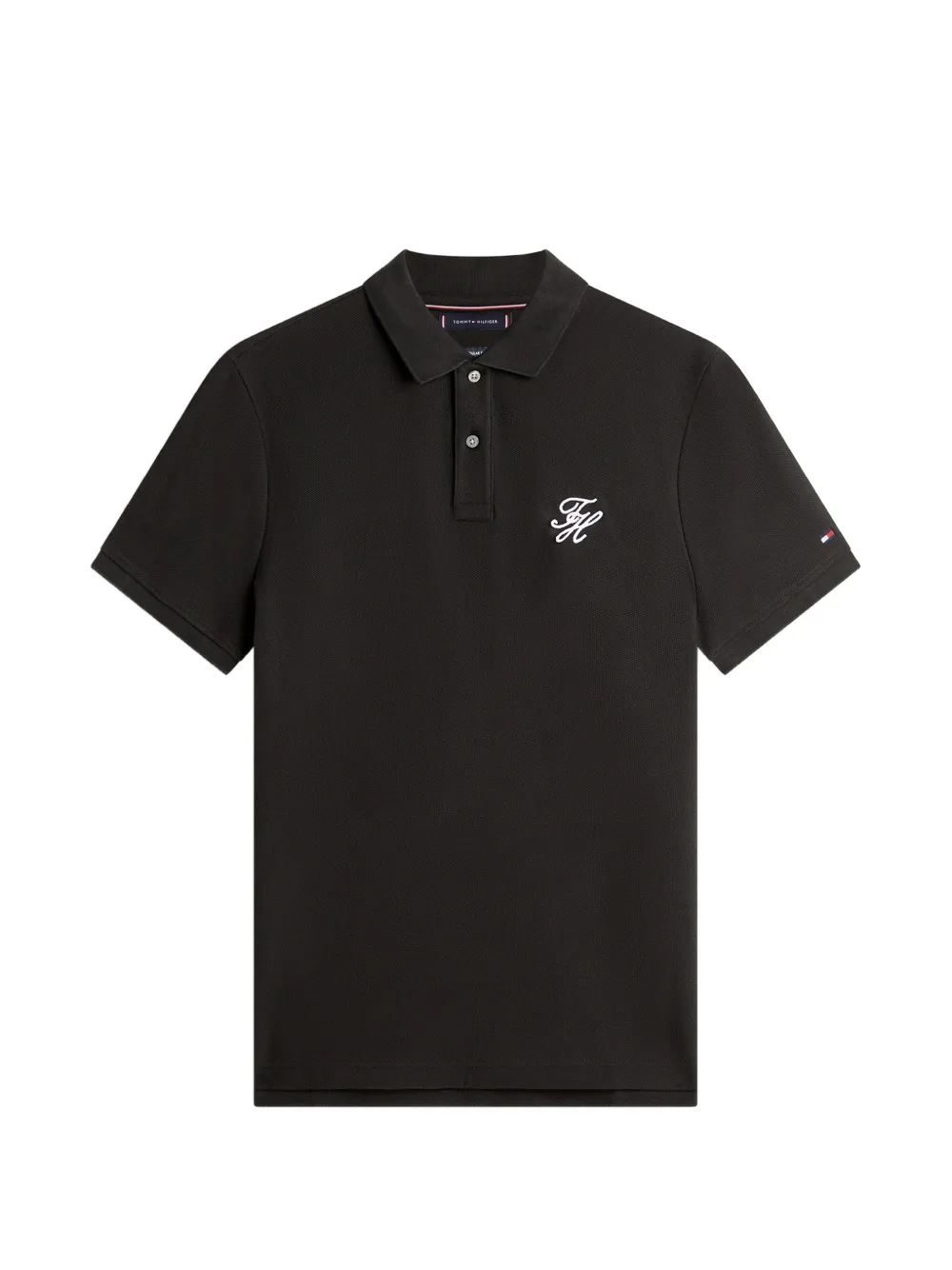 Tommy Hilfiger embroidered polo shirt – Black Tommy Hilfiger embroidered polo shirt – Black