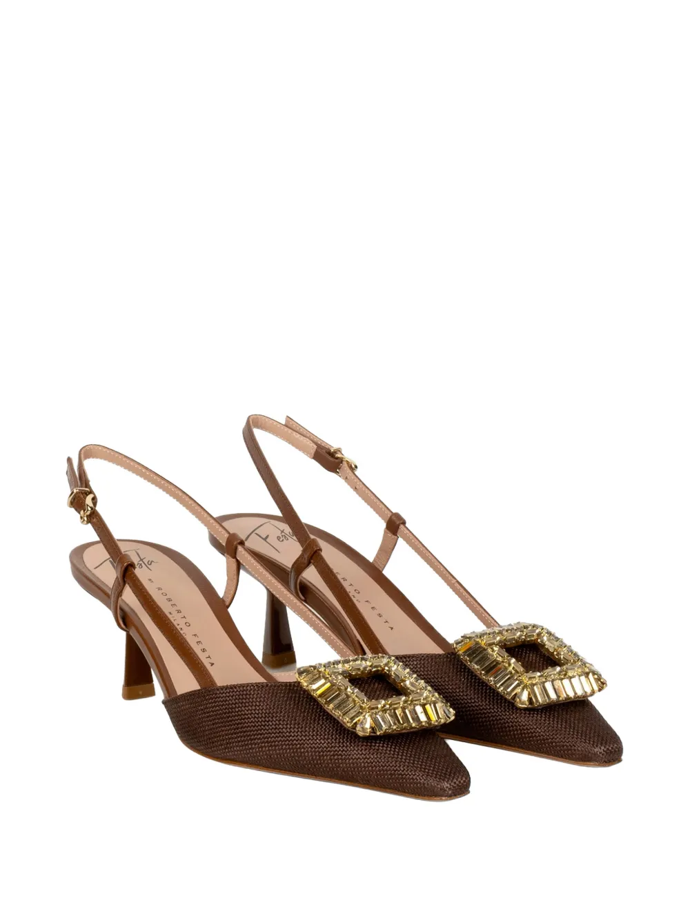 Roberto Festa Pumps met verfraaide hak Bruin