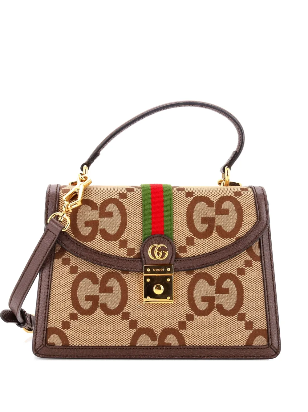 Gucci Pre-Owned Ophidia Flap Top Handle Bag Jumbo GG Canvas Small crossbody bag - Marrone