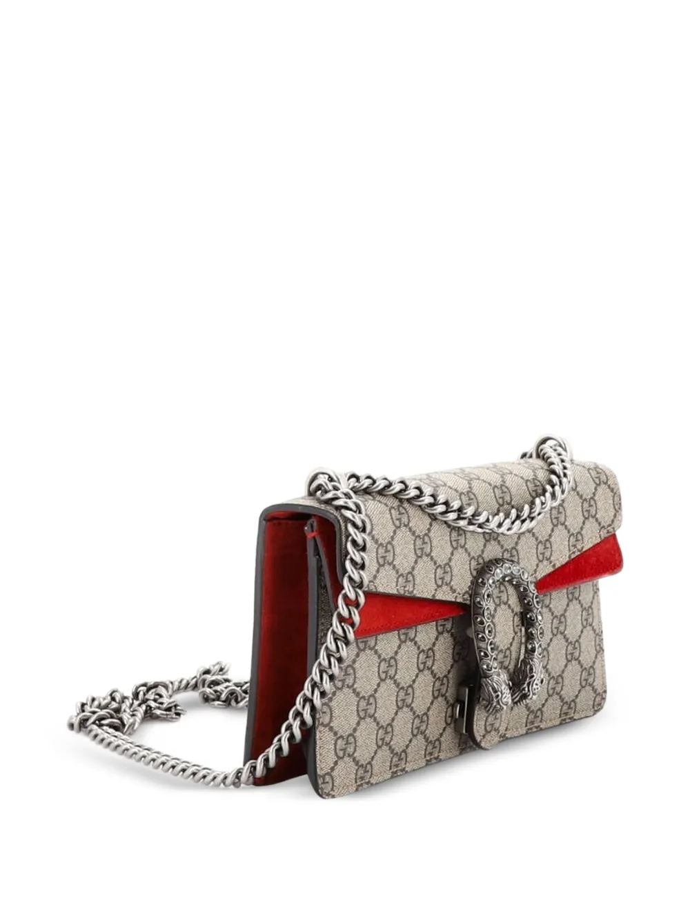  Gucci Pre-owned Dionysus Bag Gg Coated Canvas With Crystal Embellished Metal Small Shoulder Bag - Brown 