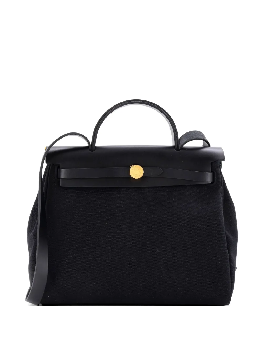 Hermès Pre-Owned Herbag Zip Leather and Toile 31 shoulder bag - Nero