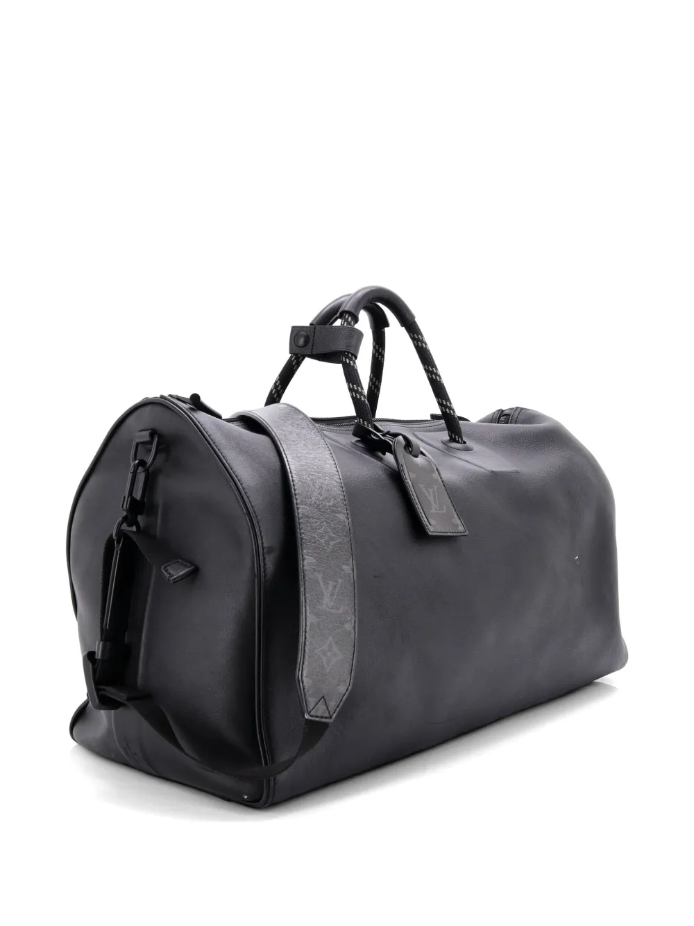  Louis Vuitton Pre-owned Keepall Bandouliere Bag Dark Infinity Leather With Monogram Eclipse Glaze Canvas 50 Travel Bag - Black 