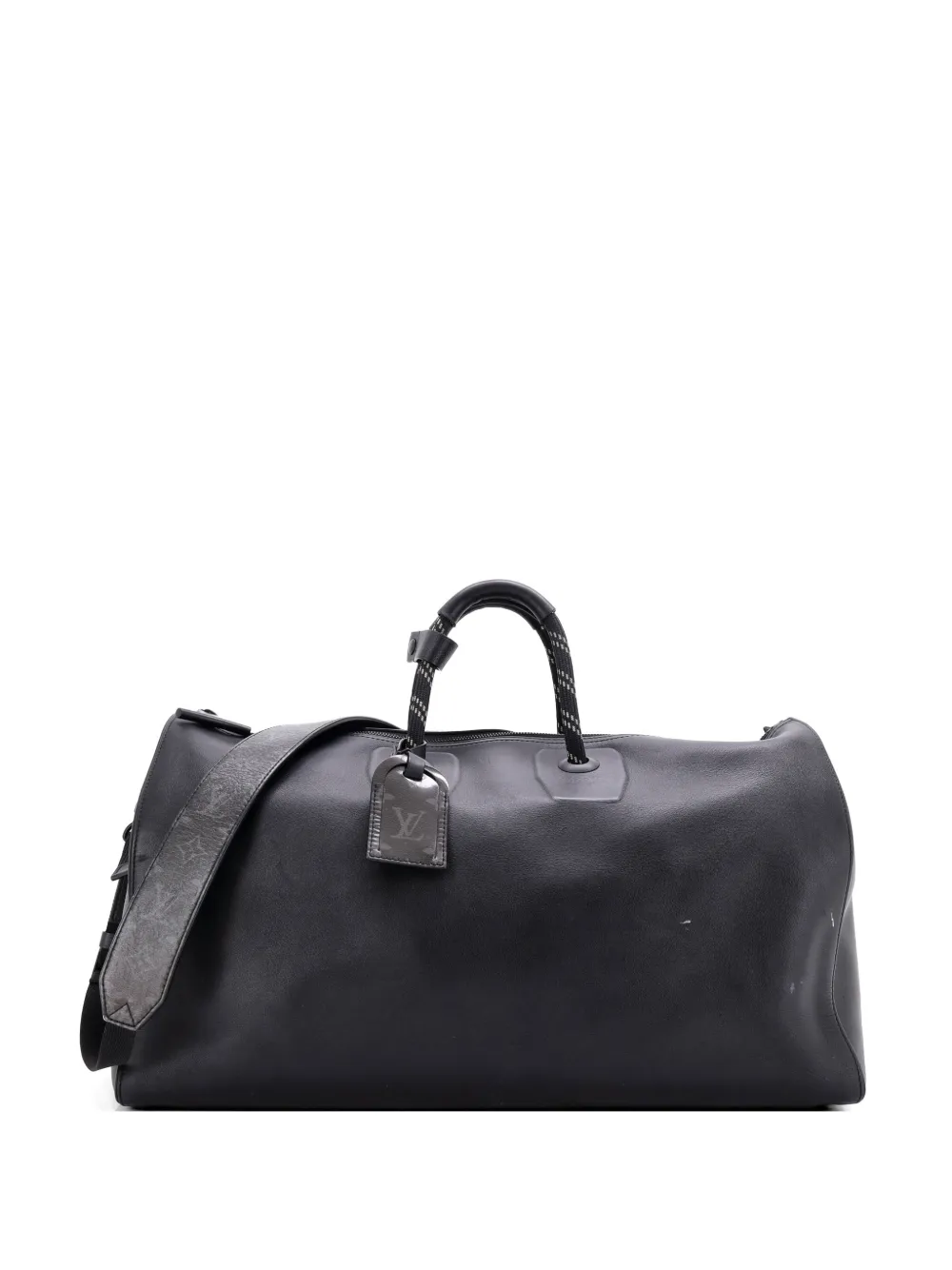 Louis Vuitton Pre-Owned Keepall Bandouliere Bag Dark Infinity Leather with Monogram Eclipse Glaze Canvas 50 travel bag - Schwarz