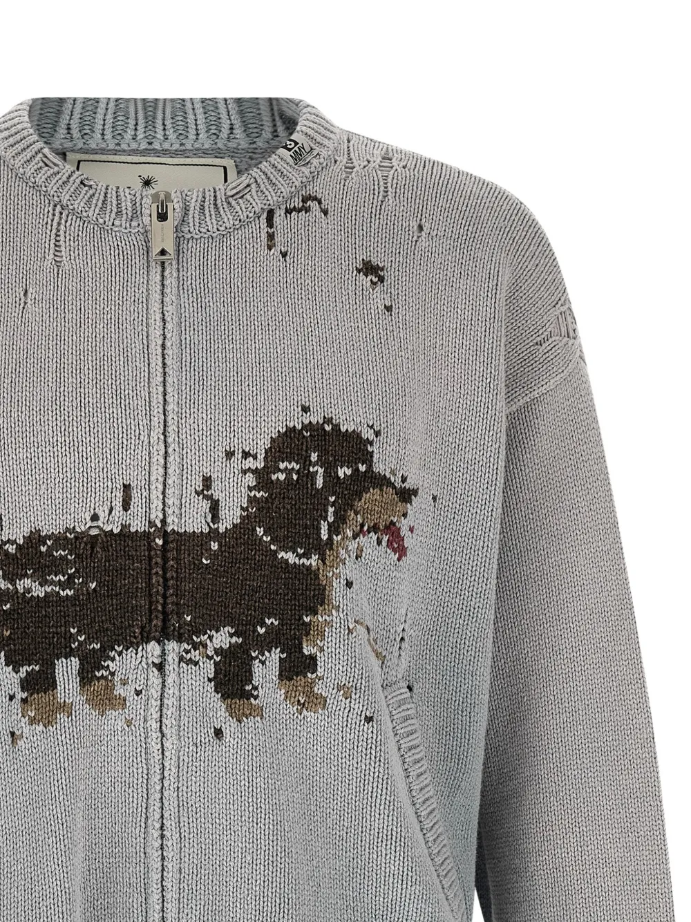 Maison MIHARA YASUHIRO dog-jacquard Cardigan | Grey | FARFETCH