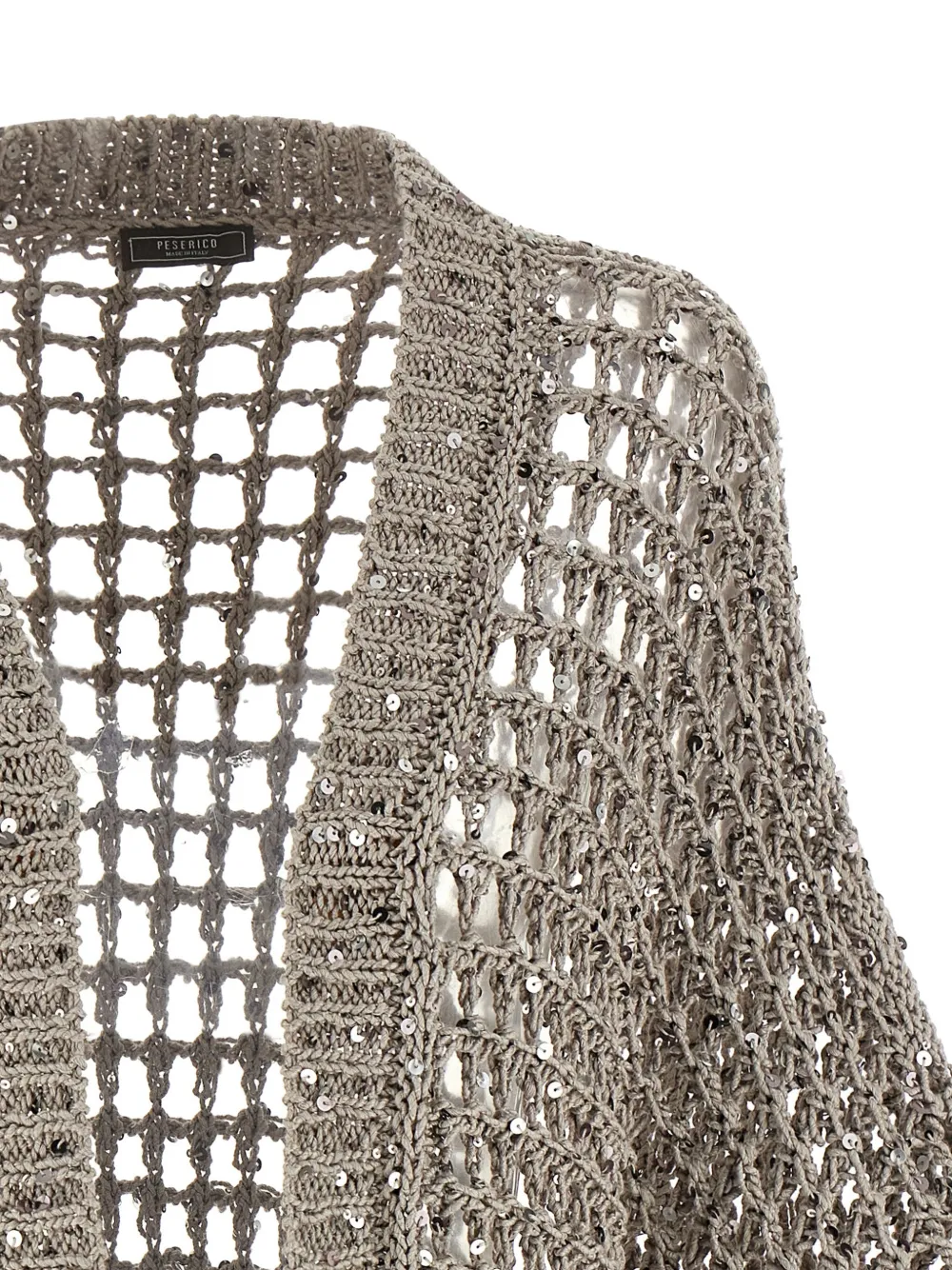  Peserico Mesh Sequin Appliquéd Cardigan - Grey 