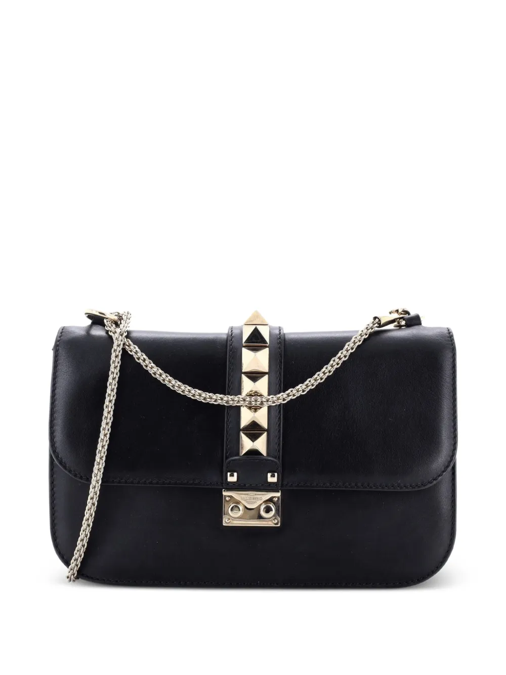 Valentino Garavani Pre-Owned Glam Lock Leather Medium shoulder bag - Black