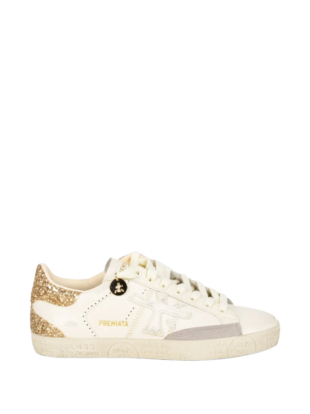 Premiata glitter-embellishment sneakers Beige