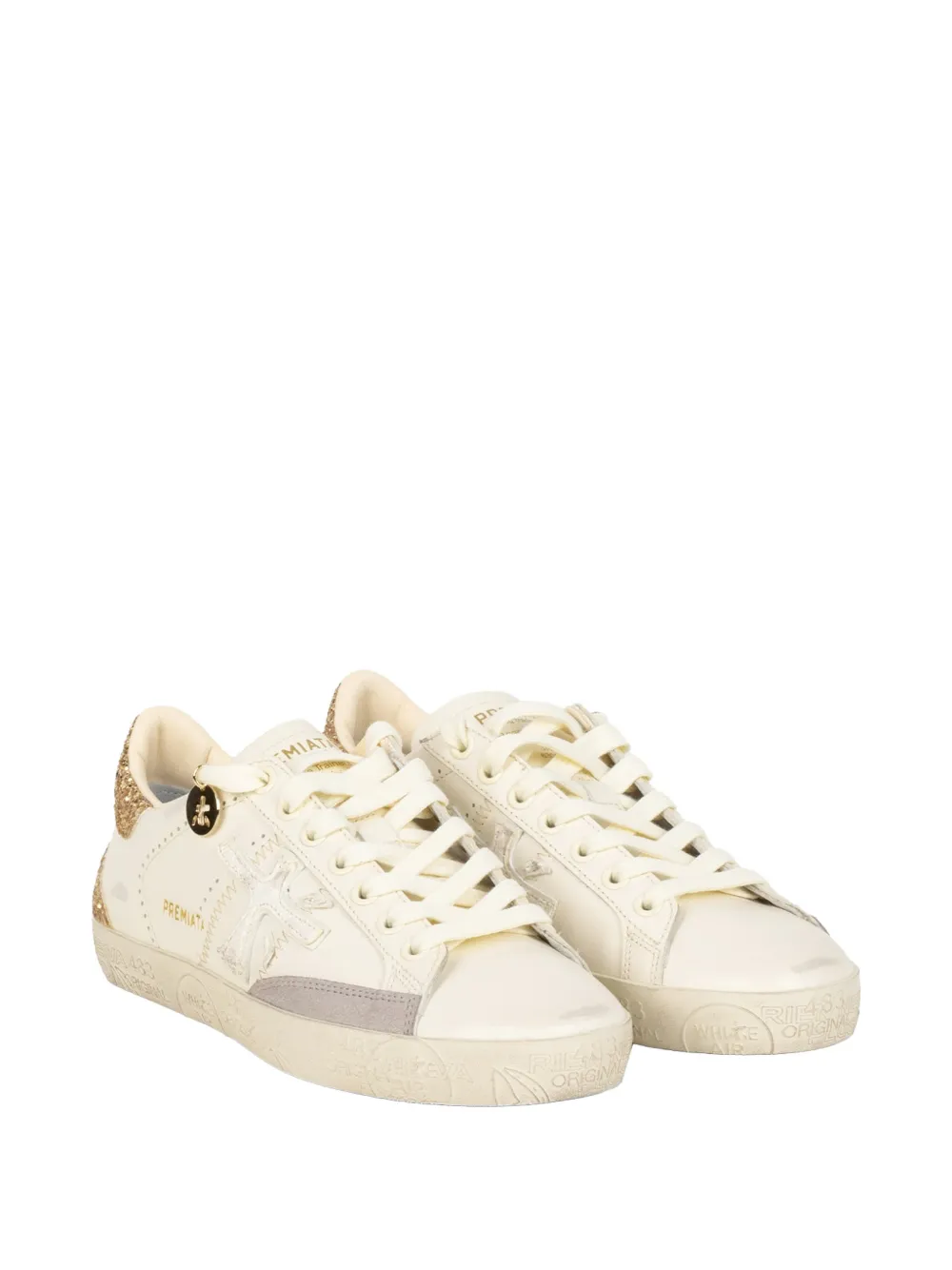 Premiata glitter-embellishment sneakers Beige