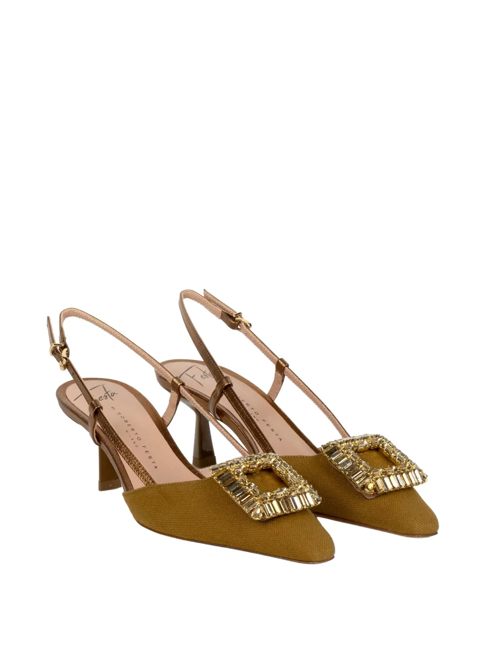 Roberto Festa Ingrid slingback pumps met hak Groen