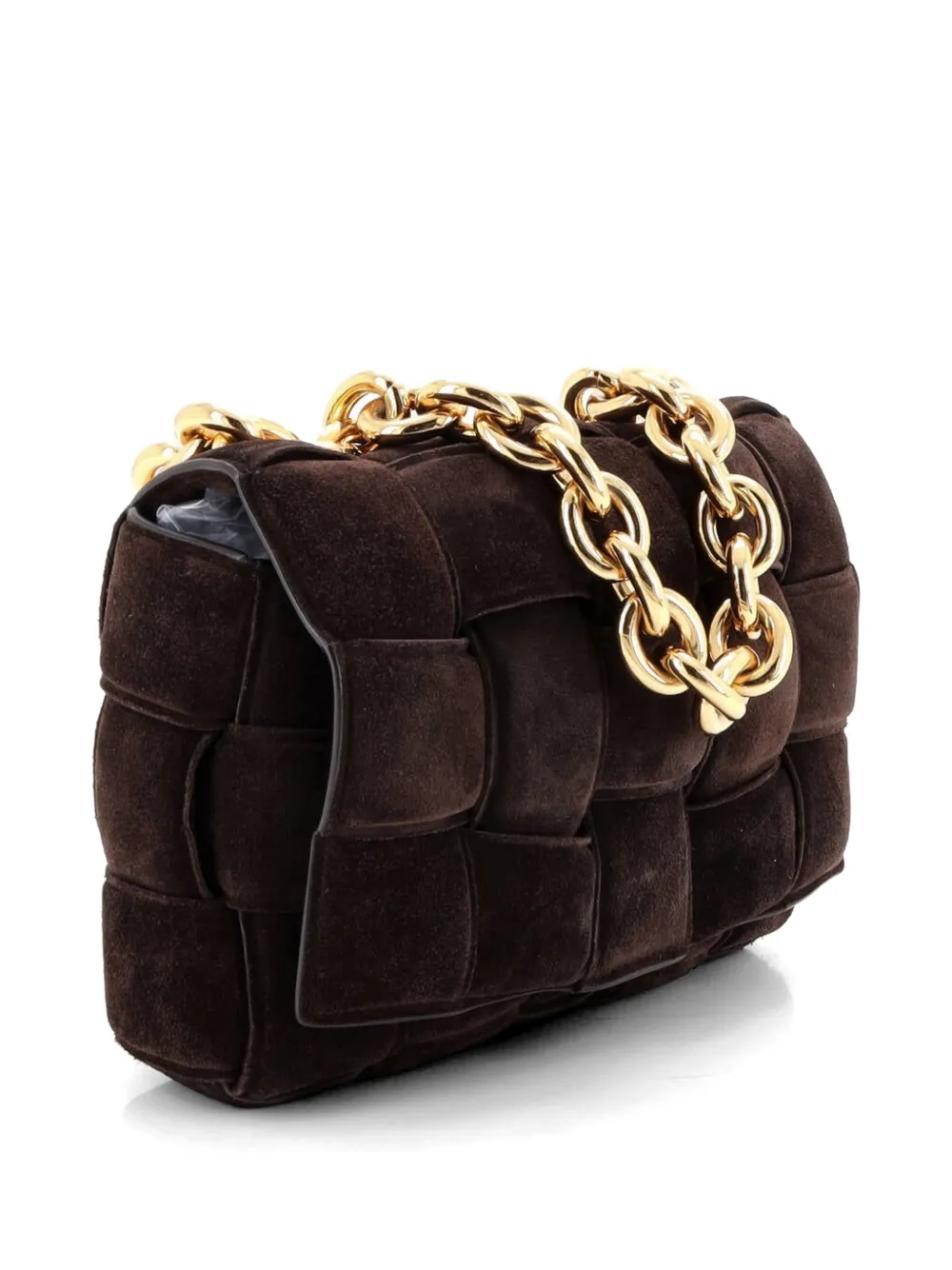  Bottega Veneta Pre-owned Sac à Bandoulière Cassette En Daim Matelassé Maxi Intrecciato Avec Chaîne - Marron 