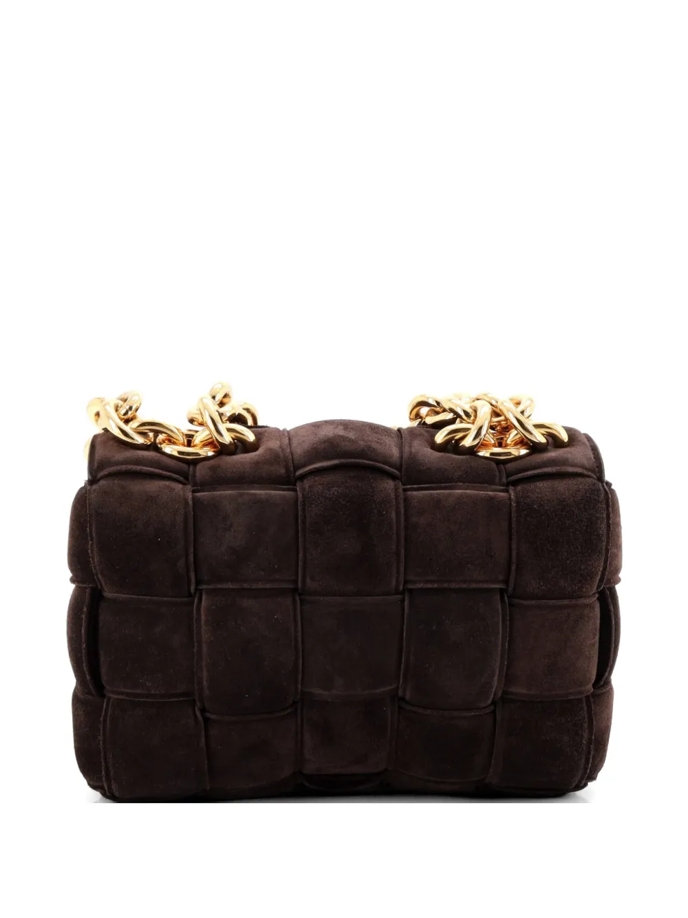  Bottega Veneta Pre-owned Sac à Bandoulière Cassette En Daim Matelassé Maxi Intrecciato Avec Chaîne - Marron 