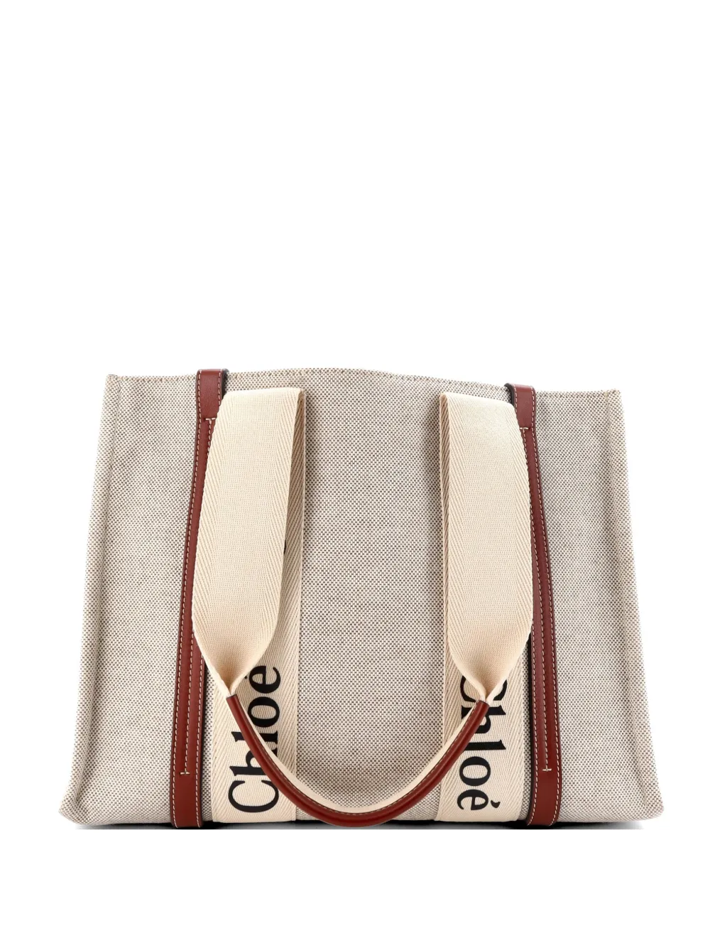 Chloé Pre-Owned Woody Canvas with Leather Medium tote bag - Toni neutri