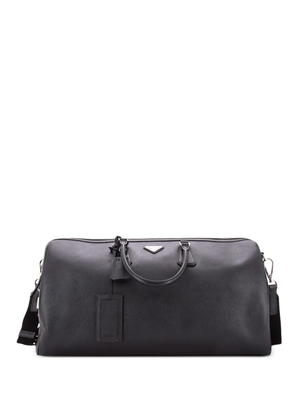 Prada Pre-Owned Triangle Logo Convertible Saffiano Leather Large travel bag - Black