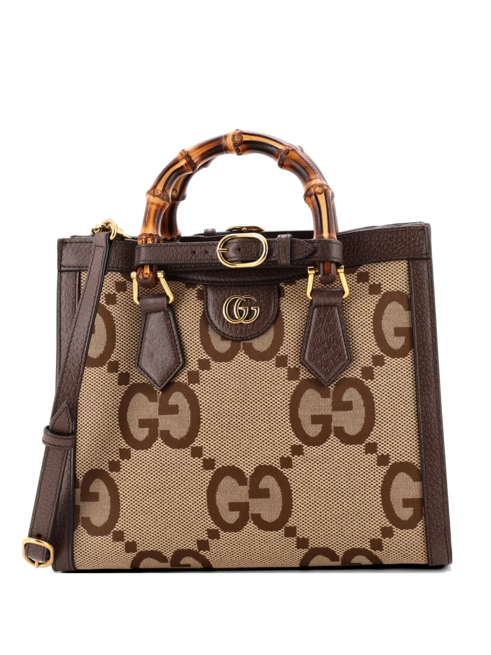 Gucci Pre-Owned Diana NM Bamboo Handle Jumbo GG Canvas Small tote bag - Marrone