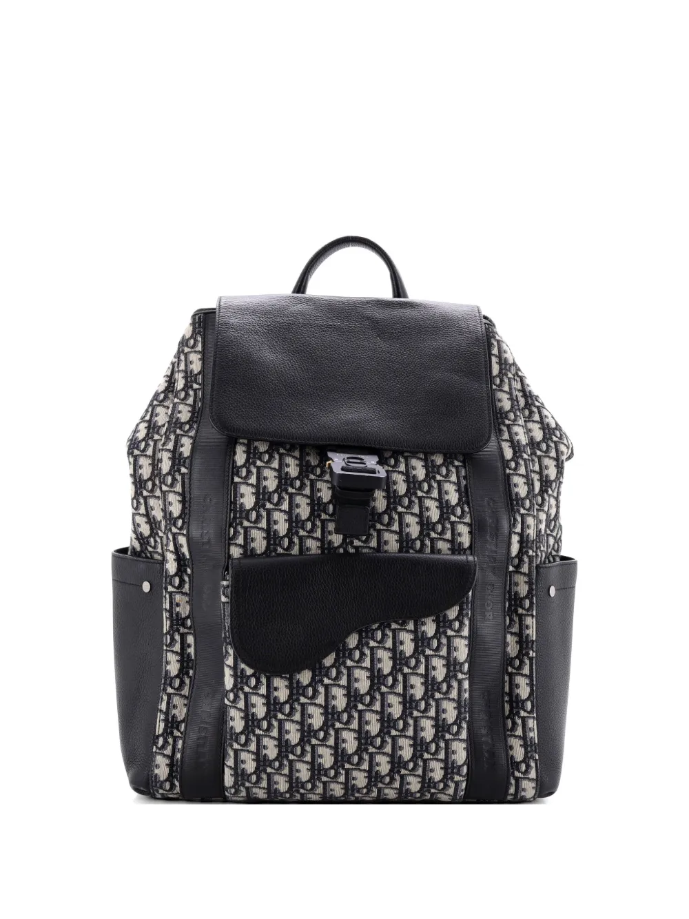 Christian Dior Pre-Owned Saddle Pocket Oblique Canvas and Leather Large backpack - Blu