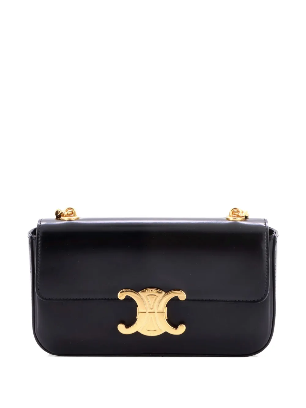 Celine Pre-Owned Borsa a spalla Triomphe piccola in pelle con catena - Nero