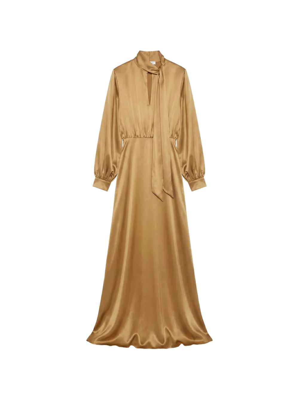 Danamé Langärmeliges Maxikleid mit Schleifenkragen - Gelb