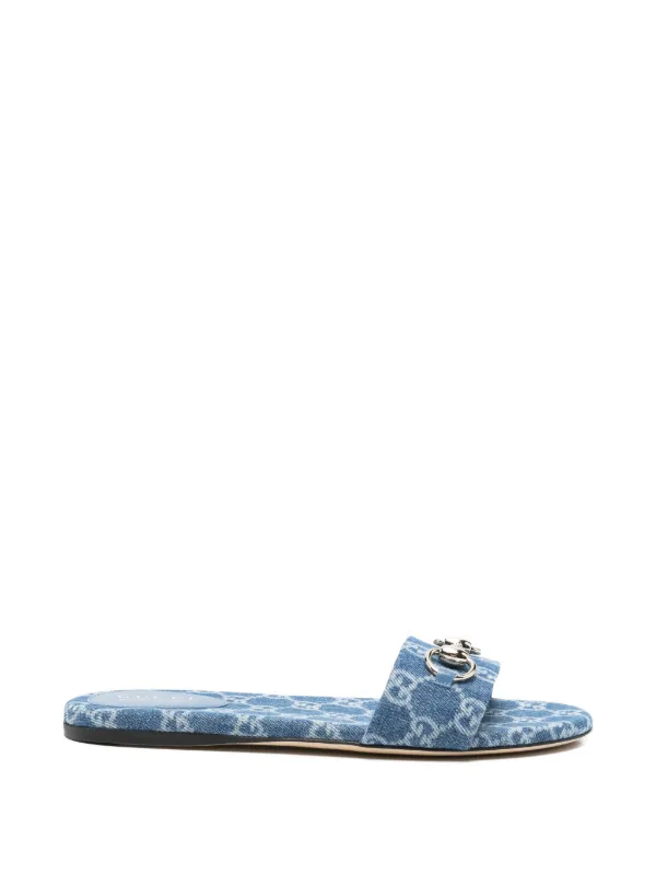 Gucci Slide Sandals with Horsebit in Blue
