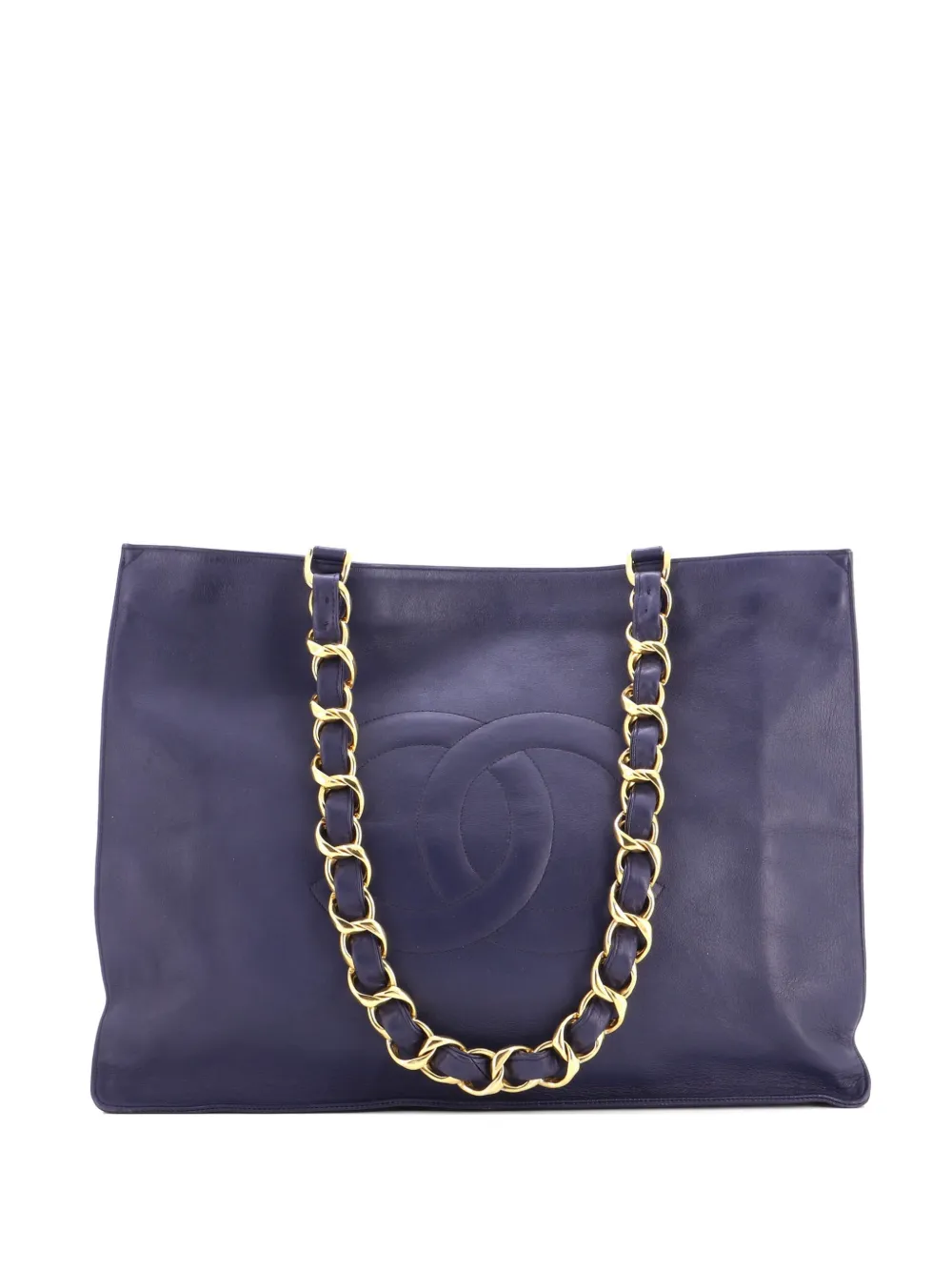 CHANEL Pre-Owned CC Chain Lambskin XL tote bag - Blue
