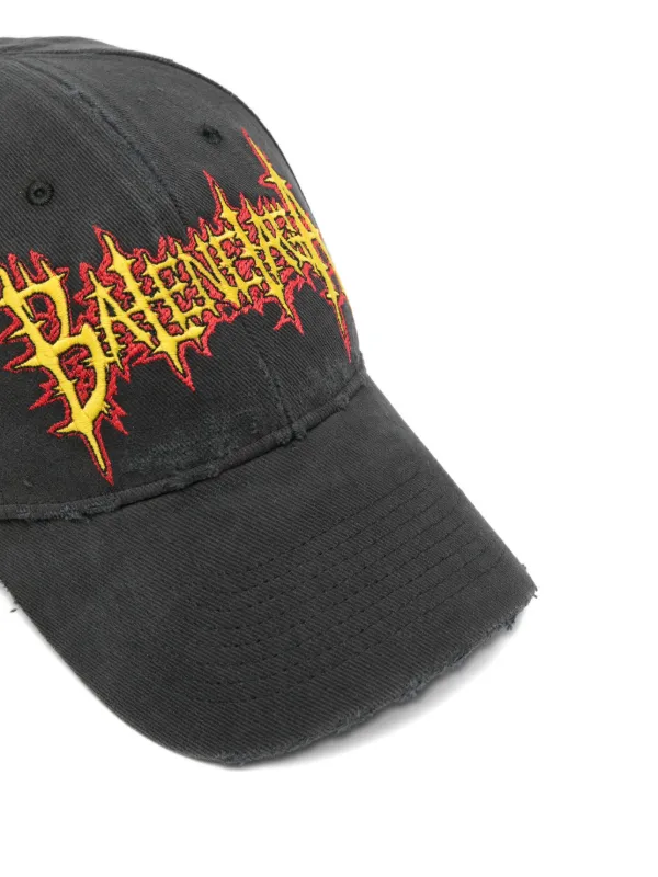 Balenciaga Embroidery Distressed Baseball Cap | Black | FARFETCH ZA