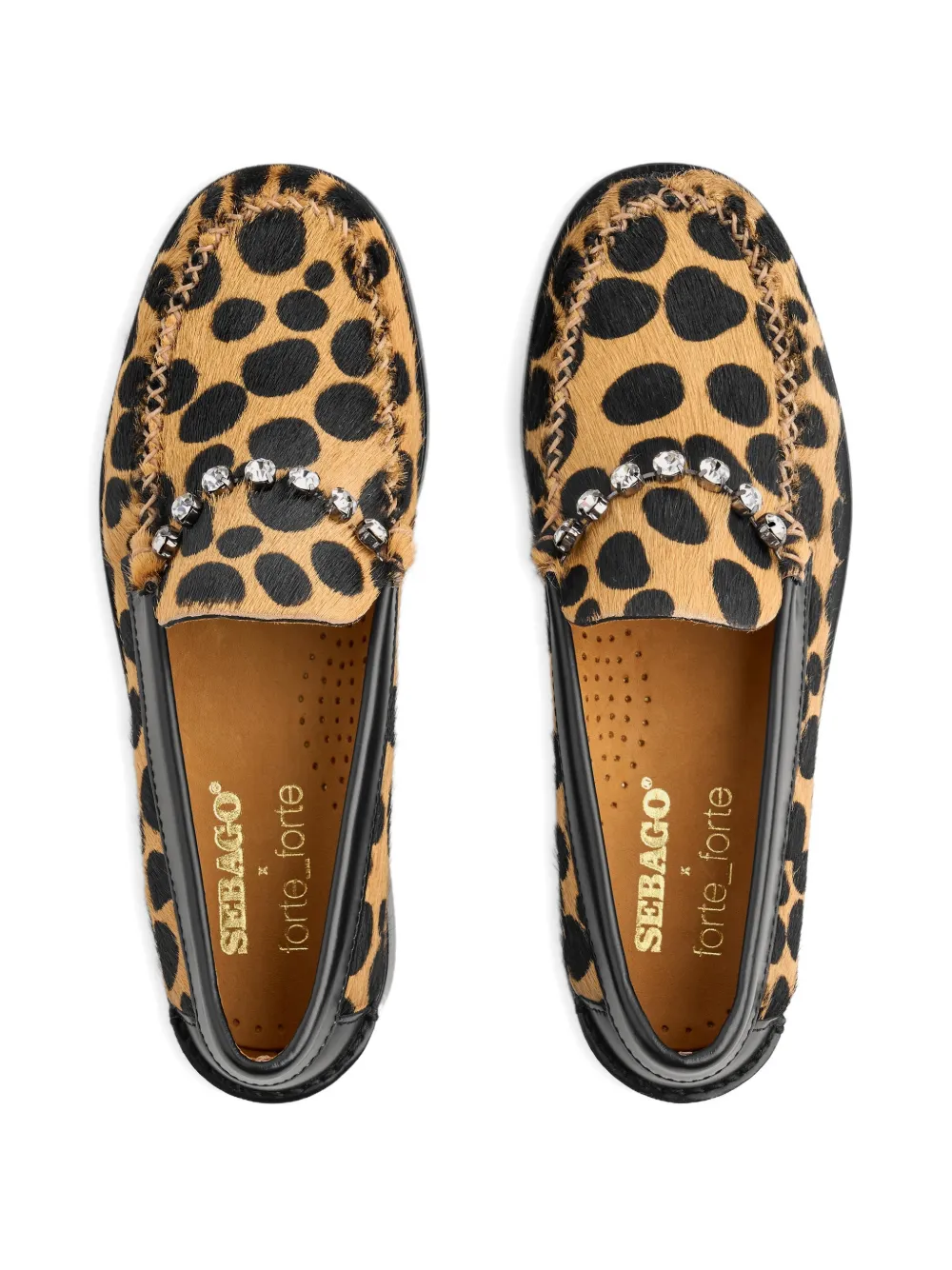 Forte leather jewelled loafers Beige