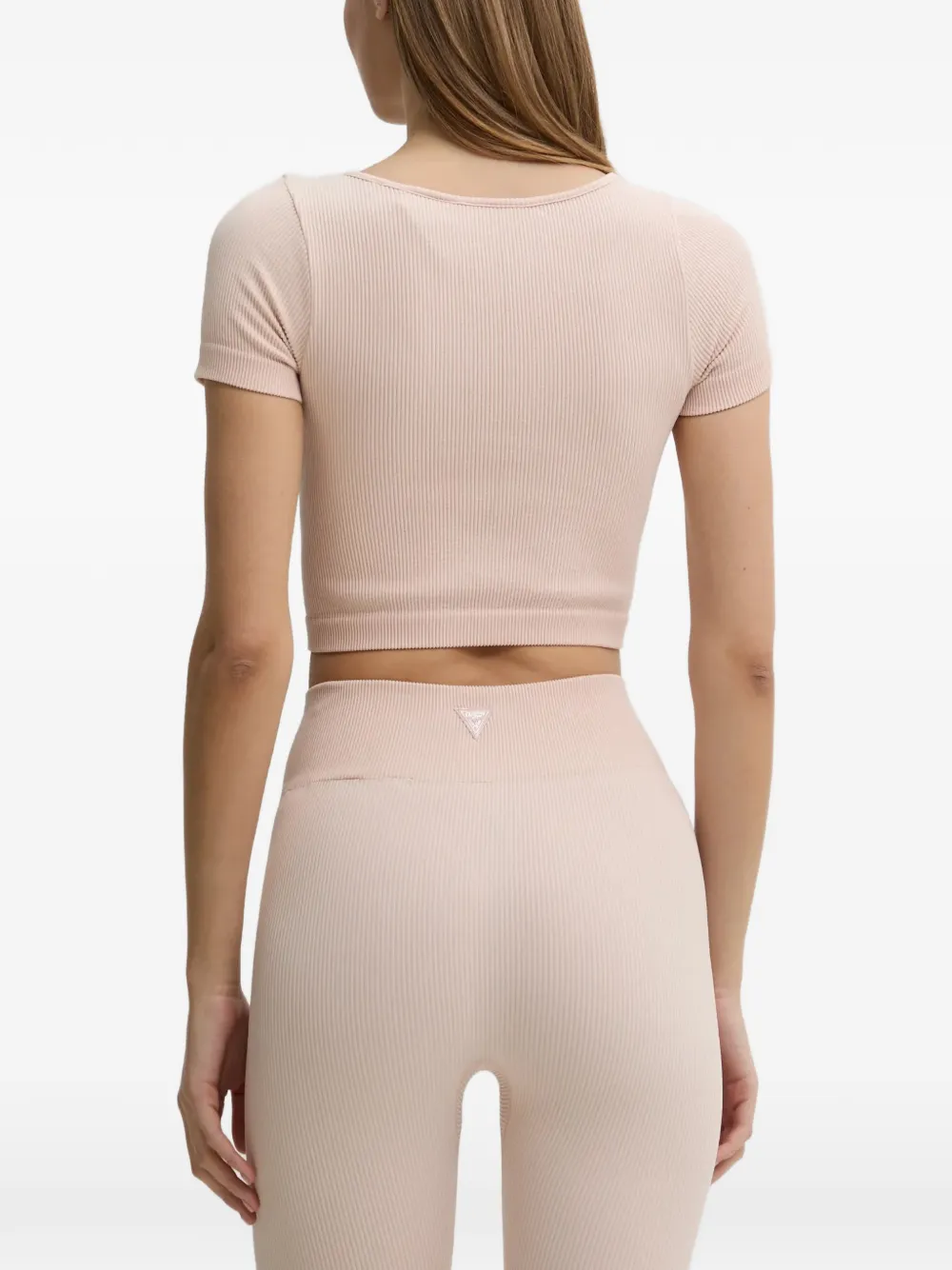 GUESS USA Geribbelde top met V-hals Roze