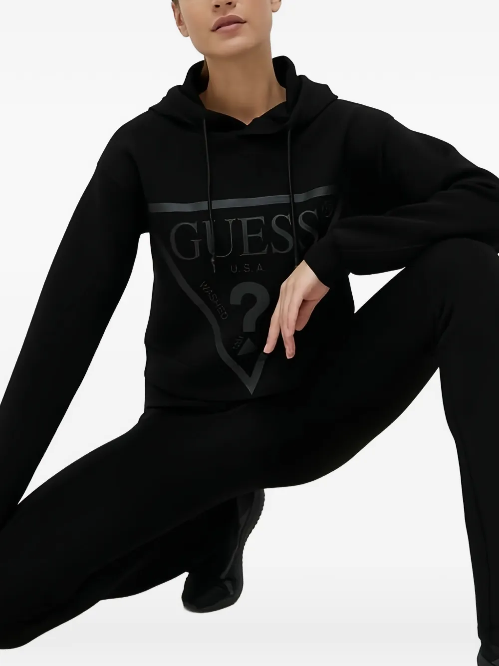 GUESS USA logo-print hooded top - Nero