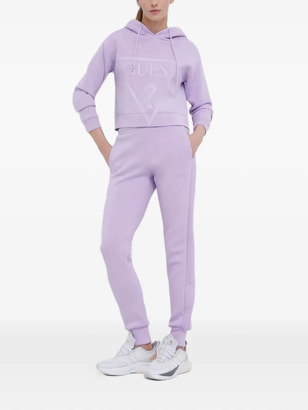 GUESS USA Sweater met reliëf en capuchon Paars