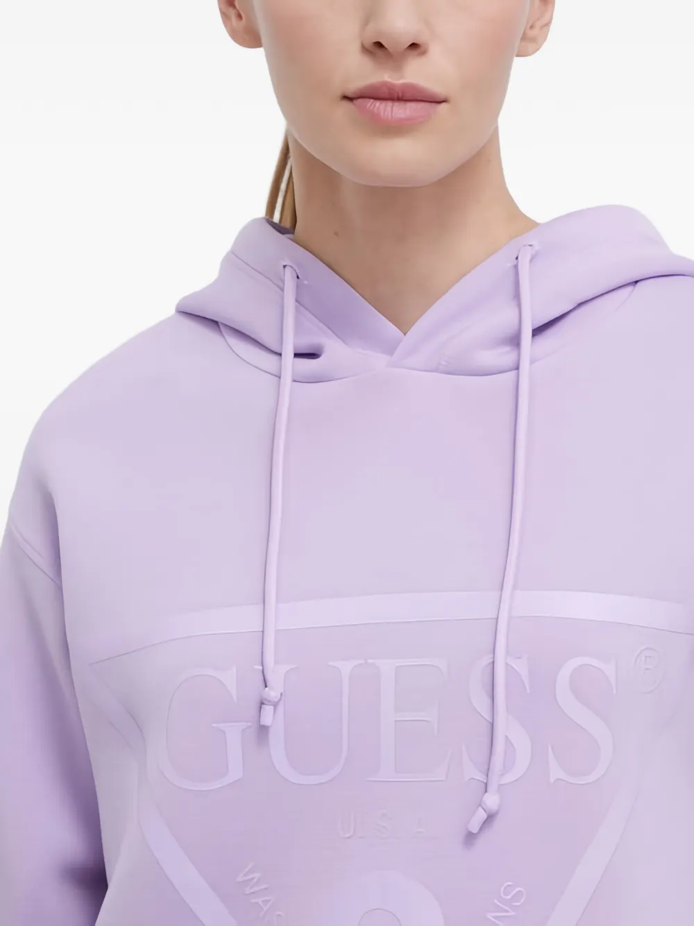 GUESS USA Sweater met reliëf en capuchon Paars