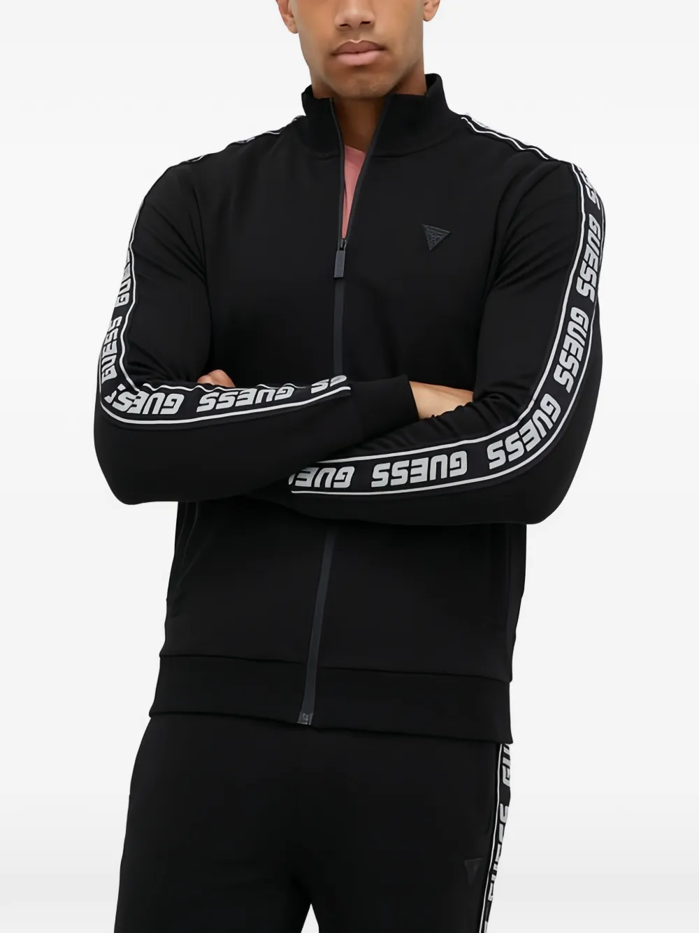 GUESS USA zip striped jacket - Nero