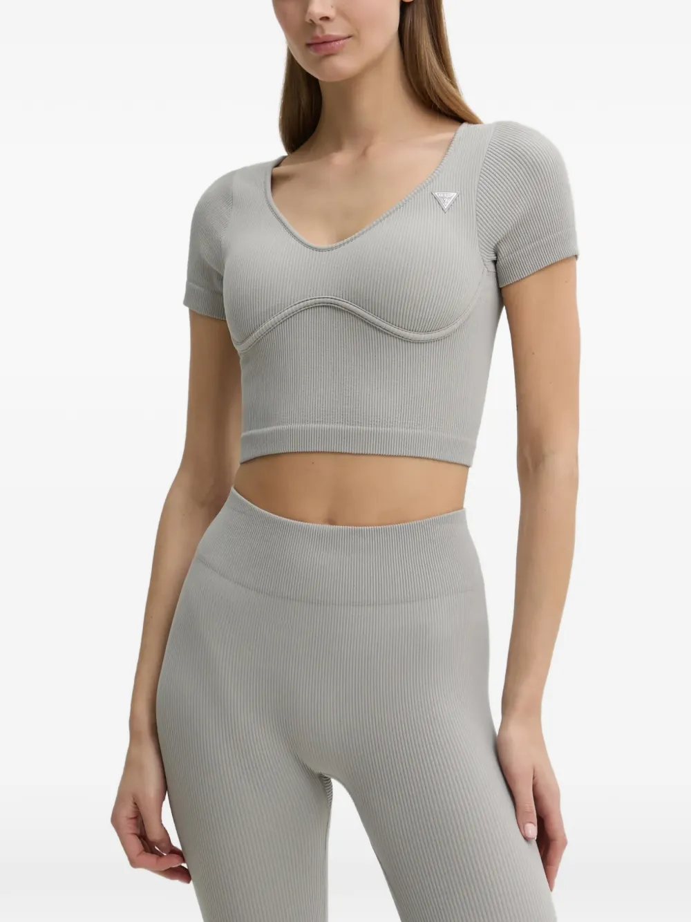 GUESS USA Martina ribbed cropped top - Grigio