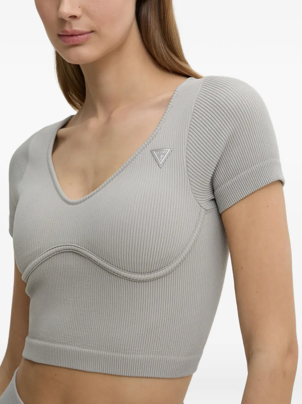 GUESS USA Martina geribbelde cropped top Grijs