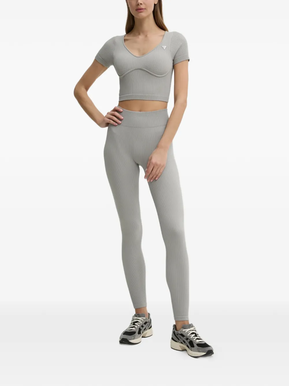 GUESS USA Martina geribbelde cropped top Grijs