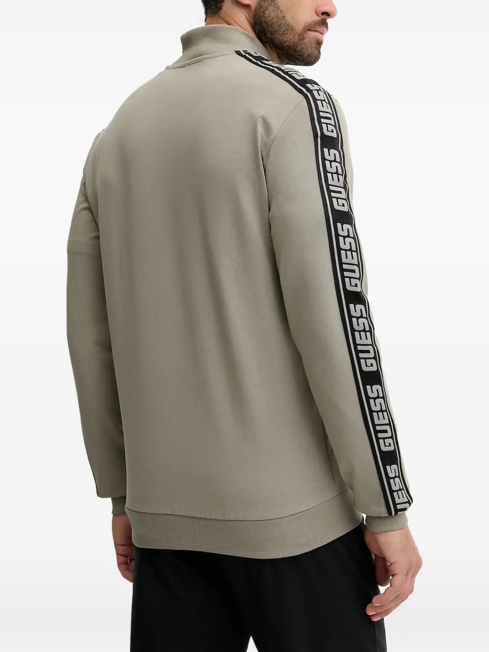 GUESS USA Sweater met logoband en rits Groen