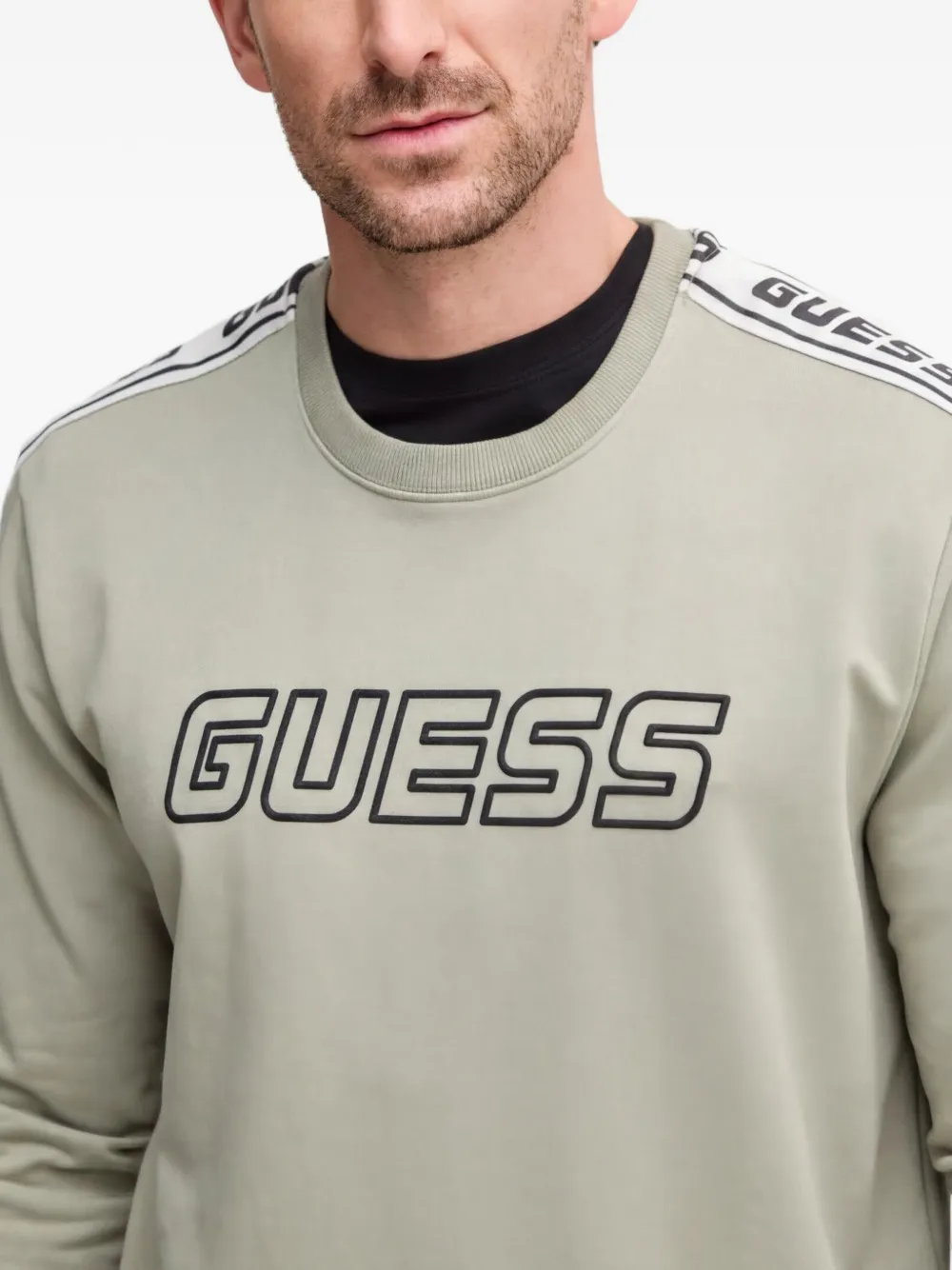 GUESS USA Trui met zijstreep en logoprint Groen