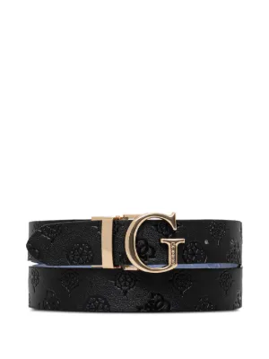 GUESS WOMAN BLACK SIGNITURE G -SILVER BUCKLE VINTAGE GUESS BELT GUESS Black and Brown Logo Print Belt with Gold Buckle  main image 2