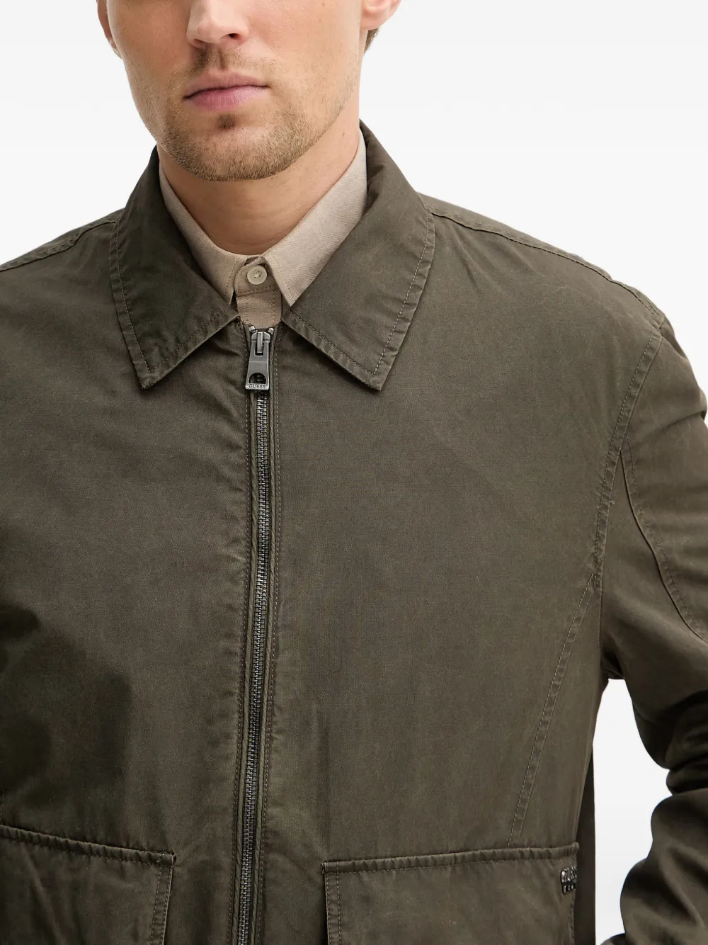 GUESS USA flap-pocket zip-up jacket Groen