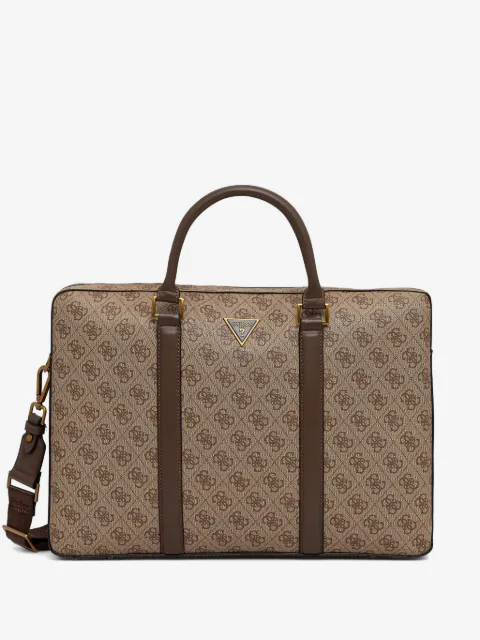 GUESS USA Milano monogram-print logo-patch laptop bag
