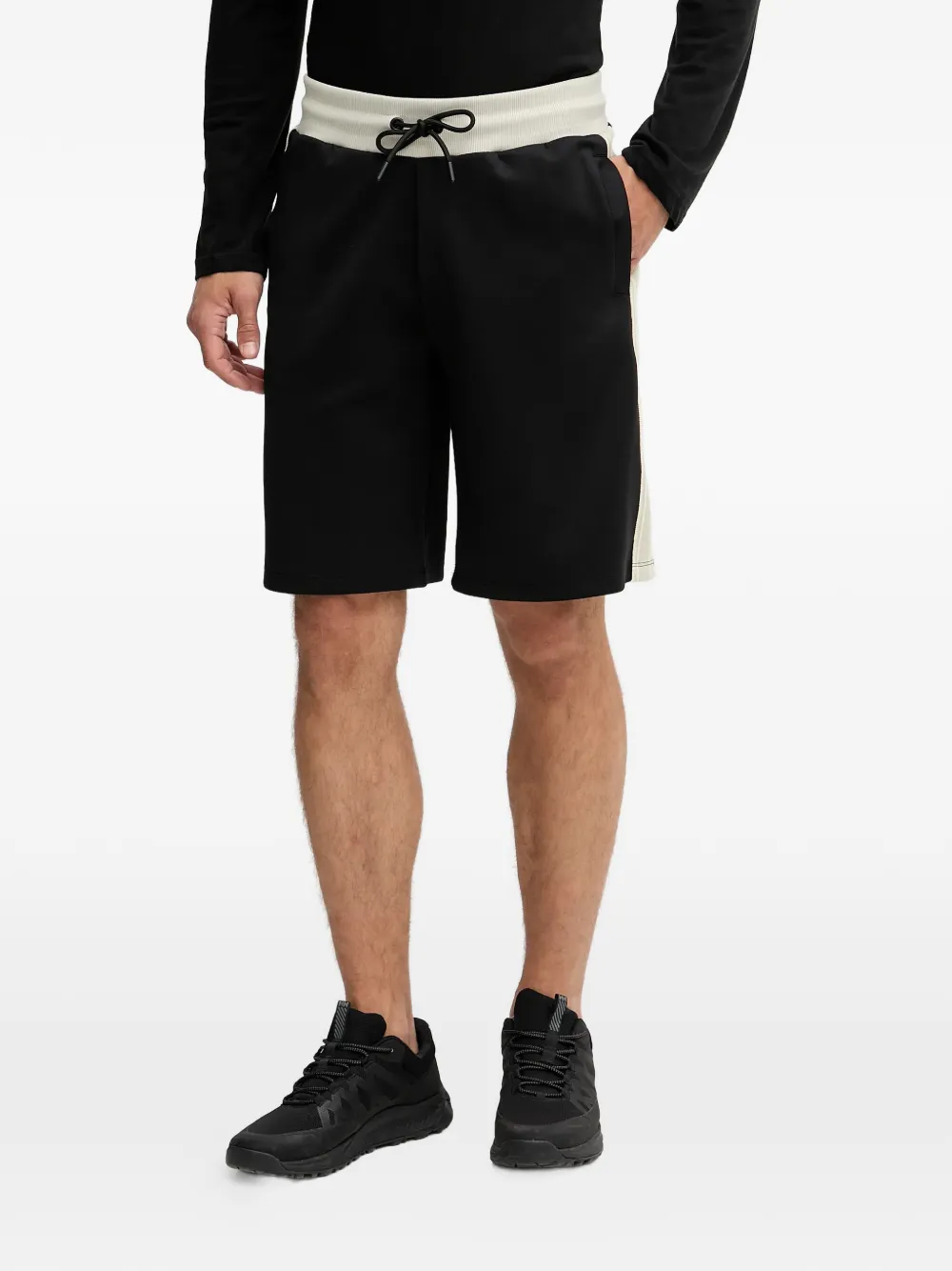 GUESS USA Scuba drawstring panelled shorts - Nero