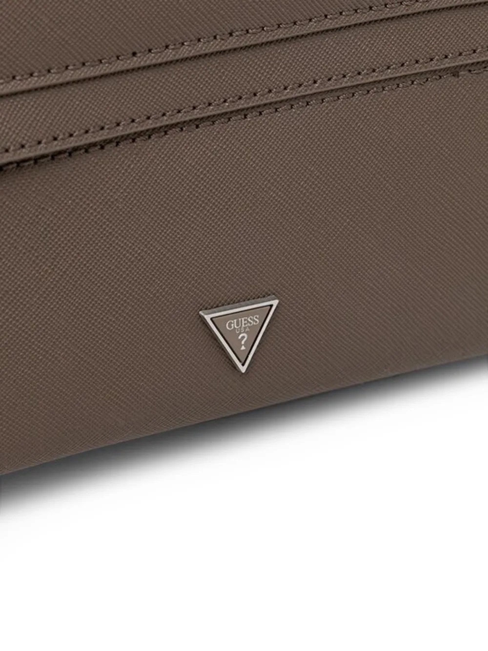 GUESS USA Kleine Milano toilettas met dubbele rits en logo Bruin