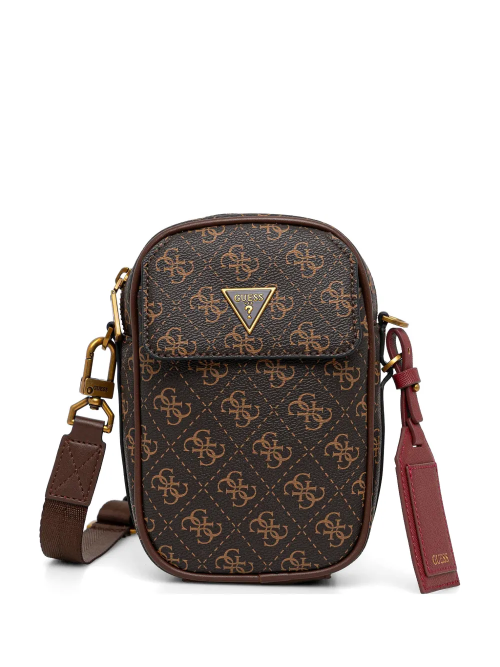 GUESS USA Milano 4G monogram-print quilted messenger bag - Brown