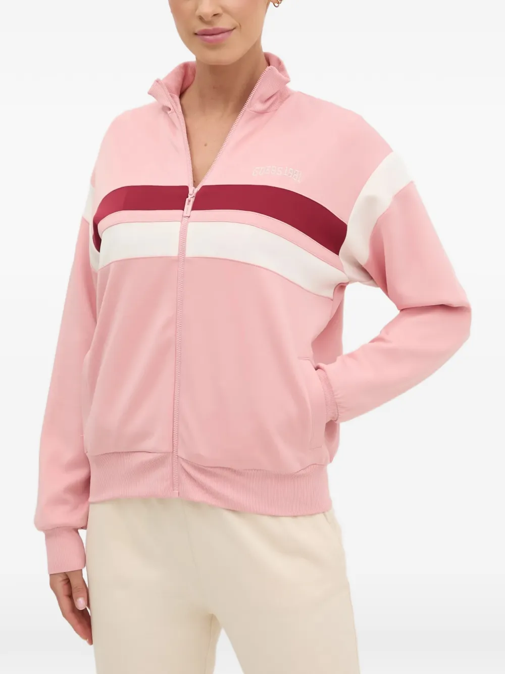 GUESS USA Maglione a righe con zip - Rosa