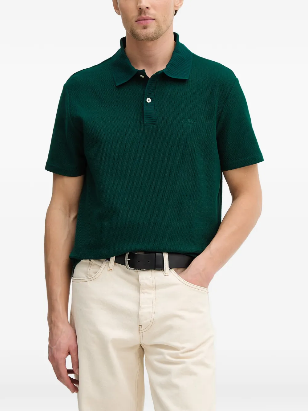 GUESS USA Poloshirt mit Logo-Stickerei - Grün