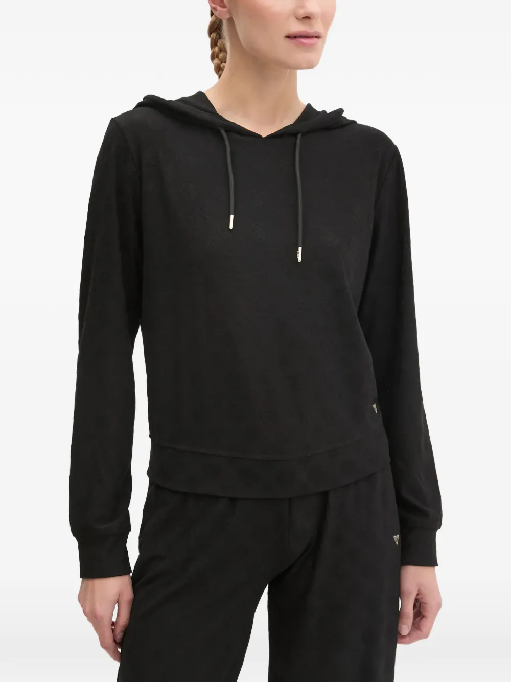 GUESS USA Top met capuchon en patroon Zwart
