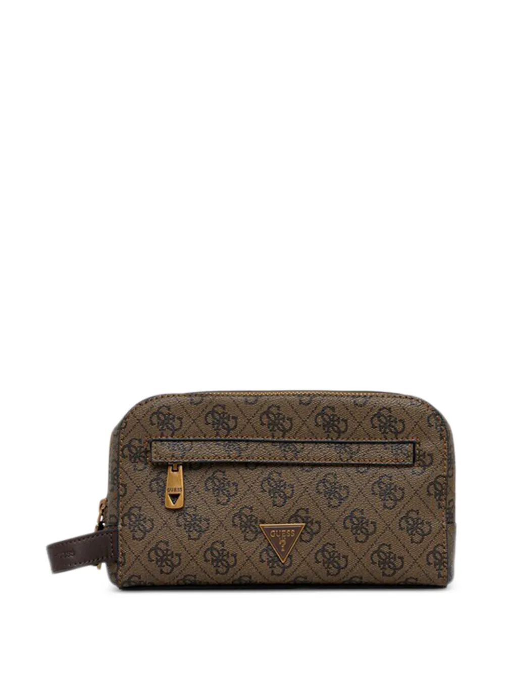 GUESS USA Milano toilettas met 4G-logo en rits Bruin