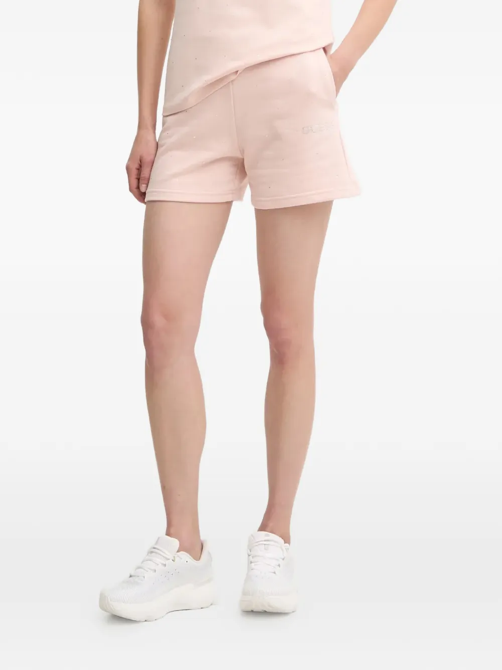GUESS USA crystal-embellished logo shorts - Rosa