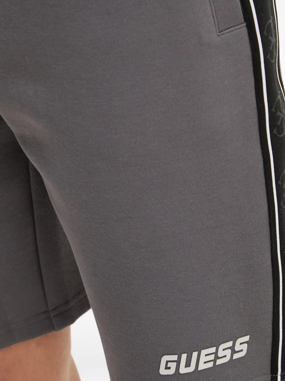 GUESS USA logo-detail striped cotton shorts Grijs