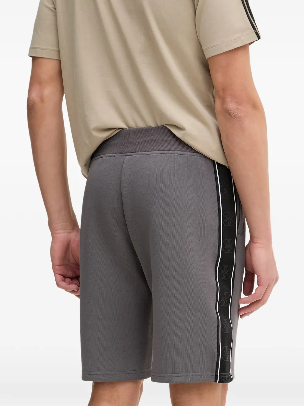 GUESS USA logo-detail striped cotton shorts Grijs
